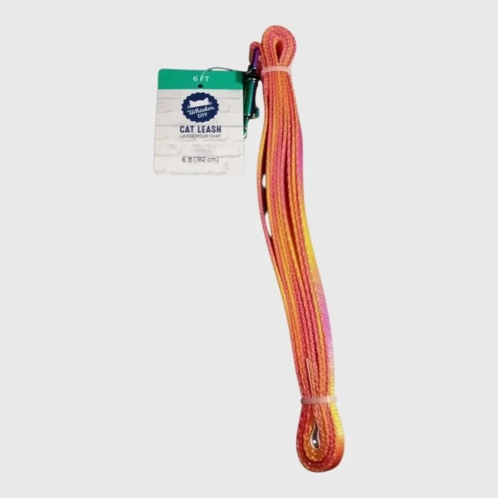 Whisker City Cat Leash 6 Ft Rainbow Gradient‎ Durable Nylon Walking Lead (NWT)